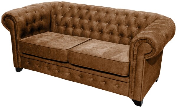 POHOVKA CHESTERFIELD, dřevo, textil, kompozitní dřevo, koňaková Livetastic - Pohovky, Online Only