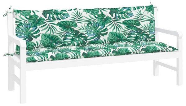 Podušky na zahradní lavici 2 ks vzor listů 180x50x7 cm oxford