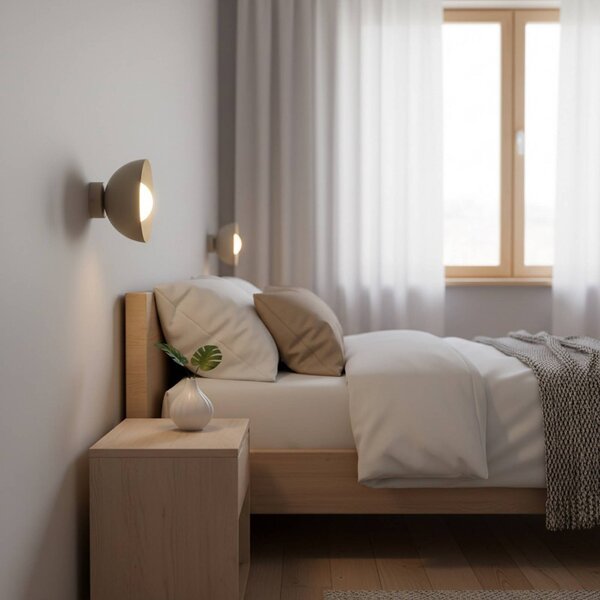EMIBIG LIGHTING Nástěnné světlo Bibi K1, béžové, ocel/sklo, Ø 18 cm, stmívatelný, Krémová / jantar, Obývací pokoj / jídelna, Sklo, Moderní