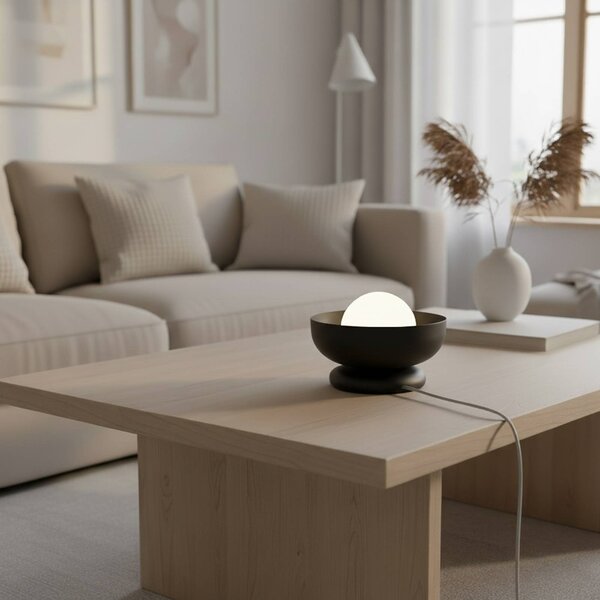 EMIBIG LIGHTING Stolní lampa Ozzy LN1, černá, ocel/sklo, výška 13 cm, G9, Černá, Obývací pokoj / jídelna, kov, Moderní