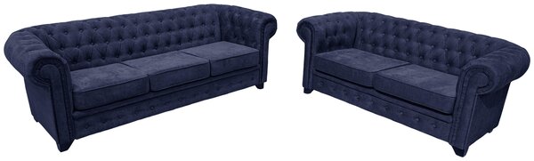 POHOVKA CHESTERFIELD, dřevo, textil, kompozitní dřevo, modrá Livetastic - Pohovky, Online Only