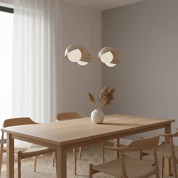 EMIBIG LIGHTING Závěsné světlo Boom 4, béžové, sklo/ocel, délka 60 cm, stmívatelný, Krémová / jantar, Obývací pokoj / jídelna, Sklo, Moderní