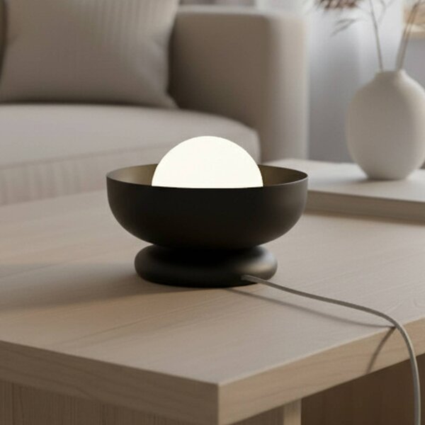 EMIBIG LIGHTING Stolní lampa Ozzy LN1, černá, ocel/sklo, výška 13 cm, G9, Černá, Obývací pokoj / jídelna, kov, Moderní