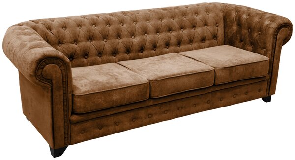 POHOVKA CHESTERFIELD, dřevo, textil, kompozitní dřevo, koňaková Livetastic - Pohovky, Online Only