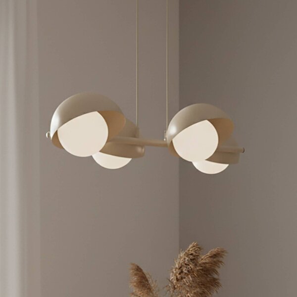 EMIBIG LIGHTING Závěsné světlo Boom 4, béžové, sklo/ocel, délka 60 cm, stmívatelný, Krémová / jantar, Obývací pokoj / jídelna, Sklo, Moderní