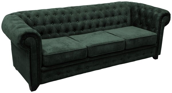 POHOVKA CHESTERFIELD, dřevo, textil, kompozitní dřevo, tmavě zelená Livetastic - Pohovky, Online Only