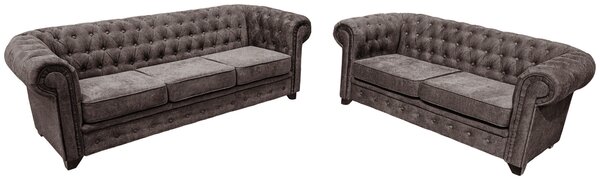 POHOVKA CHESTERFIELD, dřevo, textil, kompozitní dřevo, hnědá Livetastic - Pohovky, Online Only
