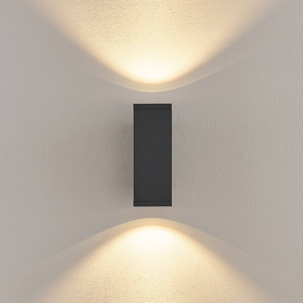 Deko-Light LED venkovní nástěnné svítidlo ShoreLine Pro Square up/down, tmavě šedá, stmívatelný, Černá, Hliník, Moderní