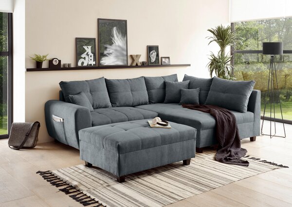 ROHOVÁ SEDAČKA, textil, kompozitní dřevo, antracitová MID.YOU - Sedací soupravy, Online Only