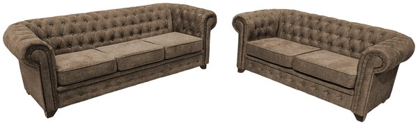 POHOVKA CHESTERFIELD, dřevo, textil, kompozitní dřevo, světle hnědá Livetastic - Pohovky, Online Only