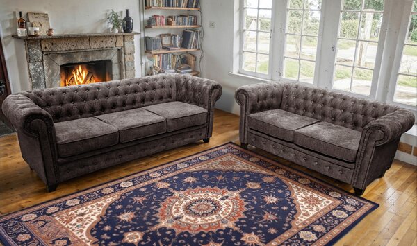 POHOVKA CHESTERFIELD, dřevo, textil, kompozitní dřevo, hnědá Livetastic - Pohovky, Online Only