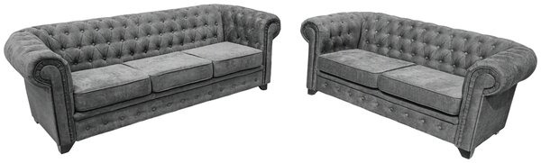 POHOVKA CHESTERFIELD, dřevo, textil, kompozitní dřevo, šedá Livetastic - Pohovky, Online Only