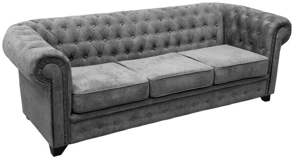 POHOVKA CHESTERFIELD, dřevo, textil, kompozitní dřevo, šedá Livetastic - Pohovky, Online Only