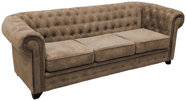 POHOVKA CHESTERFIELD, dřevo, textil, kompozitní dřevo, světle hnědá Livetastic - Pohovky, Online Only
