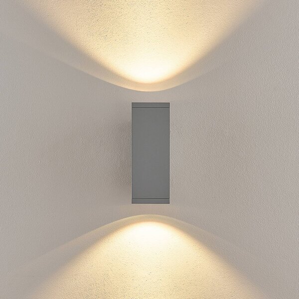Deko-Light LED venkovní nástěnné svítidlo ShoreLine Pro Square up/down, světle šedá, stmívatelný, Hliník / šedá / zinek, Hliník, Moderní
