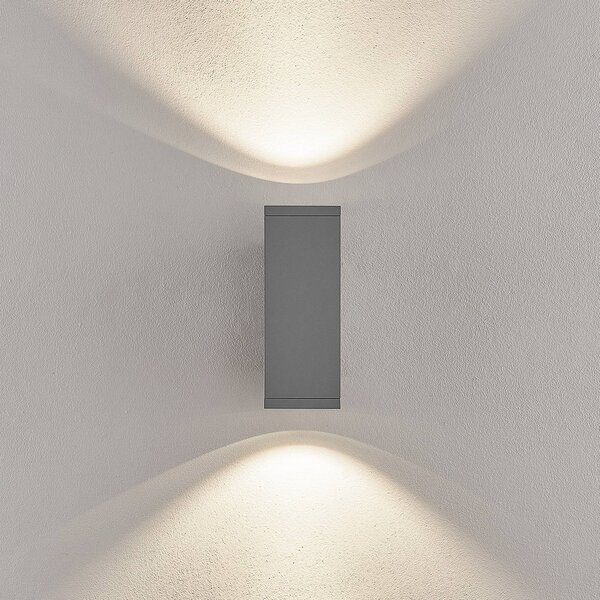 Deko-Light LED venkovní nástěnné svítidlo ShoreLine Pro Square up/down, světle šedá, stmívatelný, Hliník / šedá / zinek, Hliník, Moderní