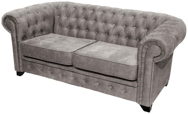 POHOVKA CHESTERFIELD, dřevo, textil, kompozitní dřevo, šedá Livetastic - Pohovky, Online Only