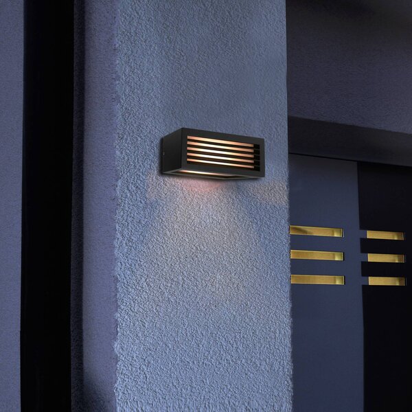 Deko-Light Venkovní nástěnné svítidlo Rilongo stmívatelné, nahoru/dolů, hliník, tmavě šedé, stmívatelný, Černá, Hliník, Moderní, Nástěnné svítidlo / světlem dolů