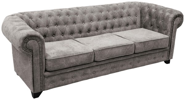 POHOVKA CHESTERFIELD, dřevo, textil, kompozitní dřevo, šedá Livetastic - Pohovky, Online Only