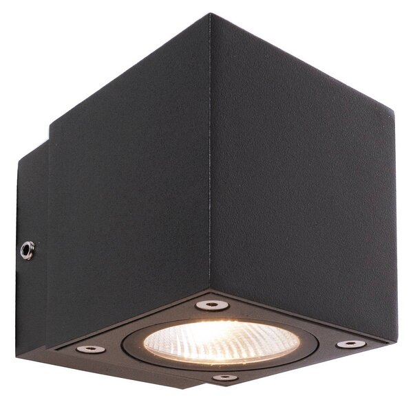 Deko-Light LED venkovní nástěnné svítidlo Cubodo Single Mini, hliník, tmavě šedé, Černá, Hliník, Moderní