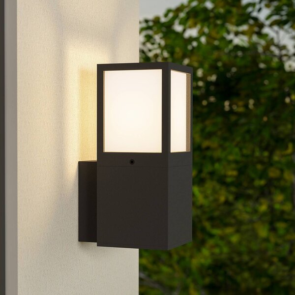 Deko-Light Venkovní nástěnné svítidlo Facado 2 Square, hliník, tmavě šedé, E27, stmívatelný, Černá, Hliník, Moderní, Nástěnné svítidlo