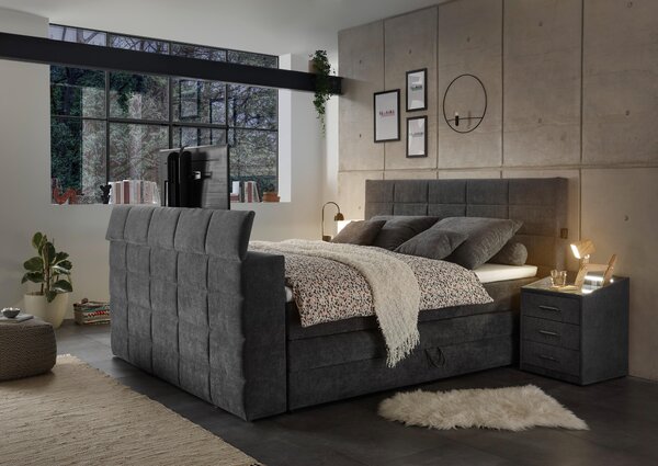 POSTEL BOXSPRING, 180/200 cm, antracitová Carryhome - Postele s úložným prostorem, Online Only