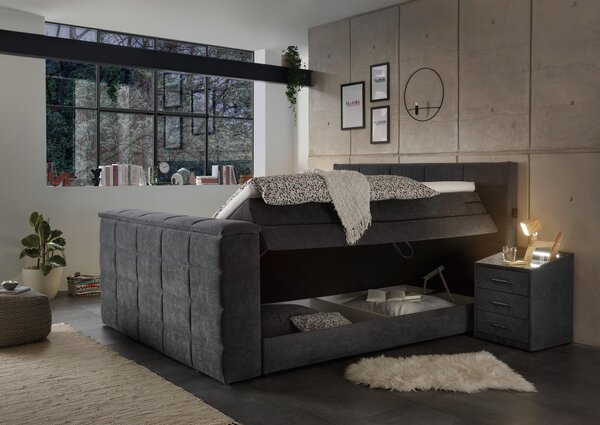 POSTEL BOXSPRING, 180/200 cm, antracitová Carryhome - Postele s úložným prostorem, Online Only