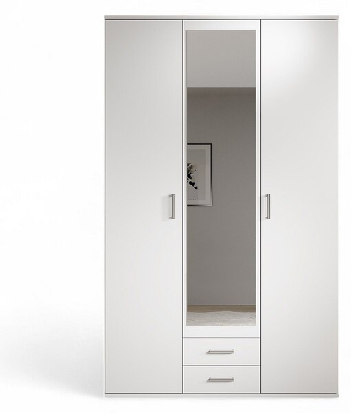 Skříň KAREL 3D2Z šatní, 120cm bílá