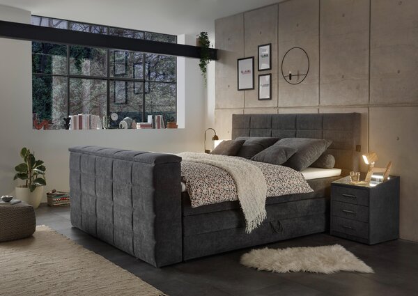 POSTEL BOXSPRING, 180/200 cm, antracitová Carryhome - Postele s úložným prostorem, Online Only