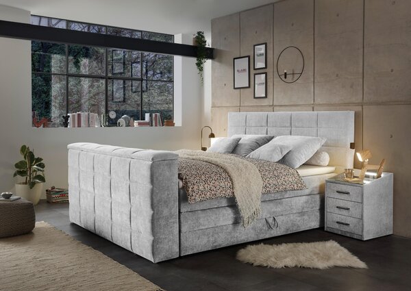 POSTEL BOXSPRING, 180/200 cm, barvy stříbra Carryhome - Postele s úložným prostorem, Online Only