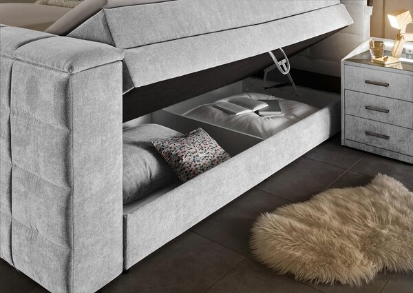 POSTEL BOXSPRING, 180/200 cm, barvy stříbra Carryhome - Postele s úložným prostorem, Online Only