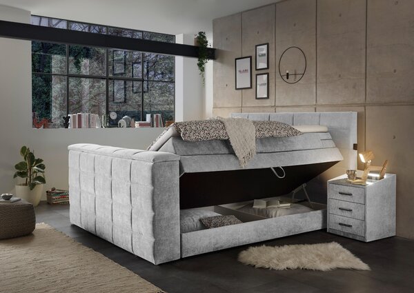 POSTEL BOXSPRING, 180/200 cm, barvy stříbra Carryhome - Postele s úložným prostorem, Online Only