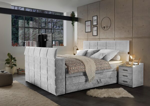 POSTEL BOXSPRING, 180/200 cm, barvy stříbra Carryhome - Postele s úložným prostorem, Online Only