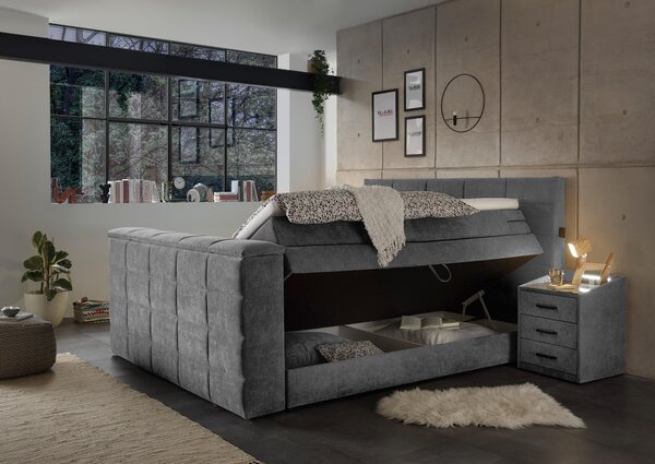 POSTEL BOXSPRING, 180/200 cm, tmavě šedá Carryhome - Postele s úložným prostorem, Online Only