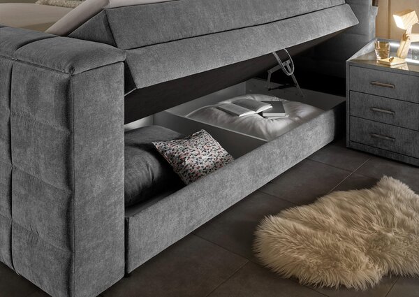 POSTEL BOXSPRING, 180/200 cm, tmavě šedá Carryhome - Postele s úložným prostorem, Online Only