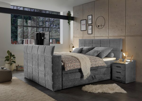 POSTEL BOXSPRING, 180/200 cm, tmavě šedá Carryhome - Postele s úložným prostorem, Online Only