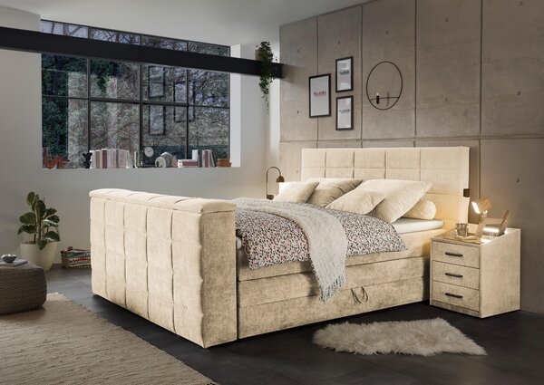 POSTEL BOXSPRING, 180/200 cm, pískové barvy Carryhome - Postele s úložným prostorem, Online Only