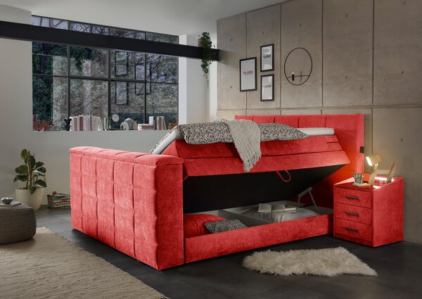 POSTEL BOXSPRING, 180/200 cm, červená Carryhome - Postele s úložným prostorem, Online Only