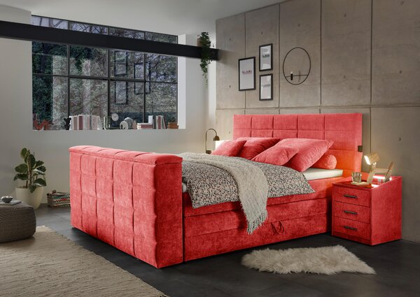 POSTEL BOXSPRING, 180/200 cm, červená Carryhome - Postele s úložným prostorem, Online Only