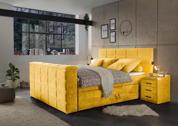 POSTEL BOXSPRING, 180/200 cm, žlutá Carryhome - Postele s úložným prostorem, Online Only
