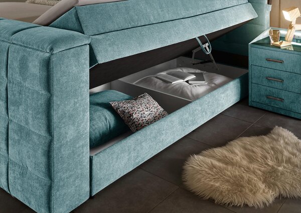 POSTEL BOXSPRING, 180/200 cm, petrolej Carryhome - Postele s úložným prostorem, Online Only
