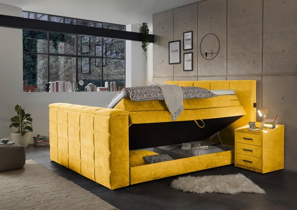 POSTEL BOXSPRING, 180/200 cm, žlutá Carryhome - Postele s úložným prostorem, Online Only