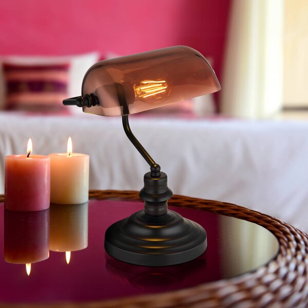 Globo Stolní lampa Antique, měděná/matná černá, výška 37 cm, Černá, Ložnice, Sklo, Industriální design