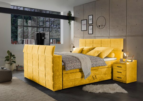 POSTEL BOXSPRING, 180/200 cm, žlutá Carryhome - Postele s úložným prostorem, Online Only