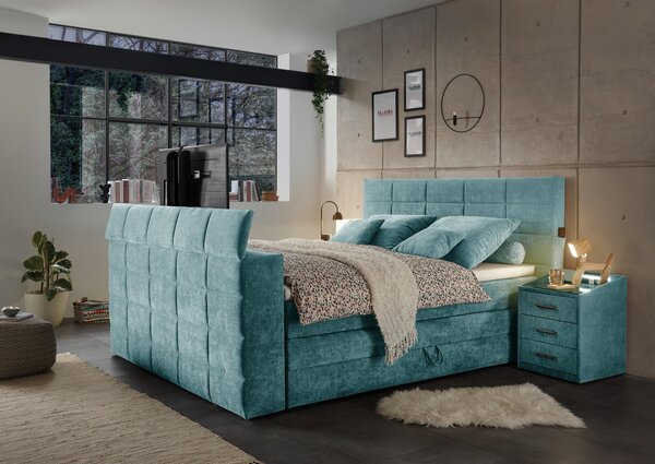 POSTEL BOXSPRING, 180/200 cm, petrolej Carryhome - Postele s úložným prostorem, Online Only