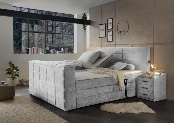 POSTEL BOXSPRING, 180/200 cm, barvy stříbra Carryhome - Manželské postele, Online Only