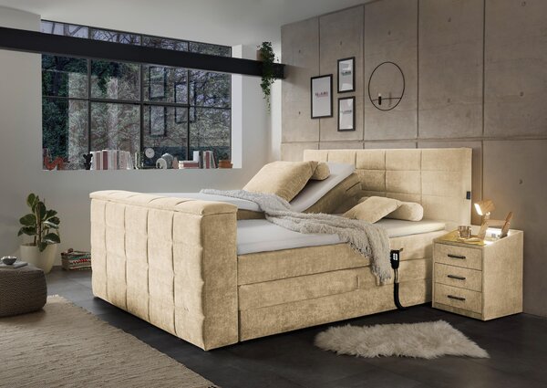 POSTEL BOXSPRING, 180/200 cm, pískové barvy Carryhome - Manželské postele, Online Only