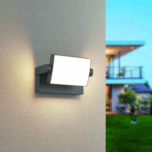 Trio Lighting LED venkovní nástěnné svítidlo KANSAS, antracitová barva, šířka 20 cm, IP54, Černá, Hliník, Moderní