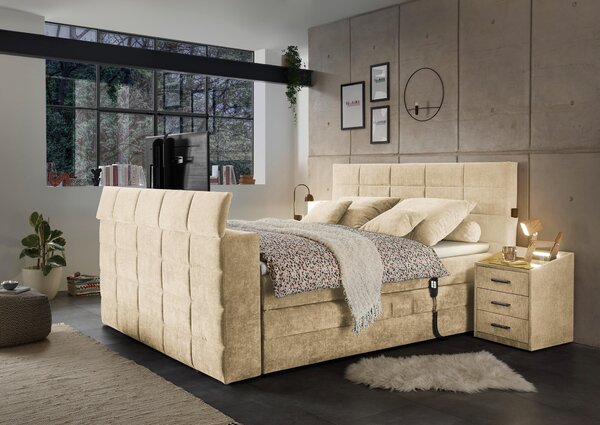 POSTEL BOXSPRING, 180/200 cm, pískové barvy Carryhome - Manželské postele, Online Only