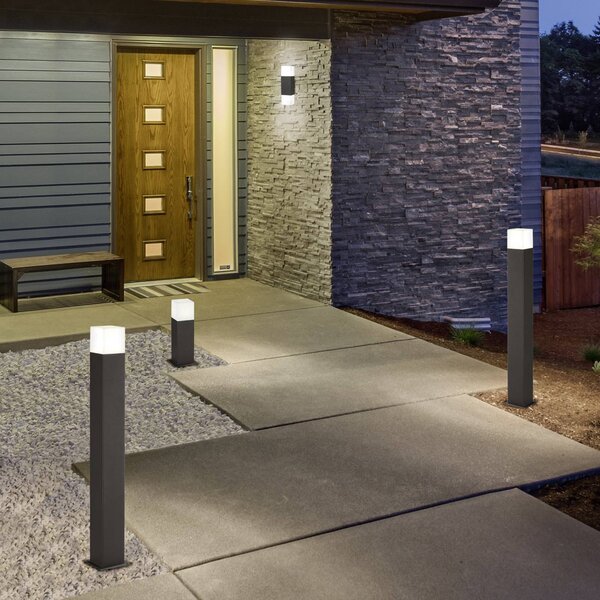 Trio Lighting LED osvětlení cesty HUDSON, antracitová barva, výška 80 cm, kov, IP44, Černá, Hliník, Moderní